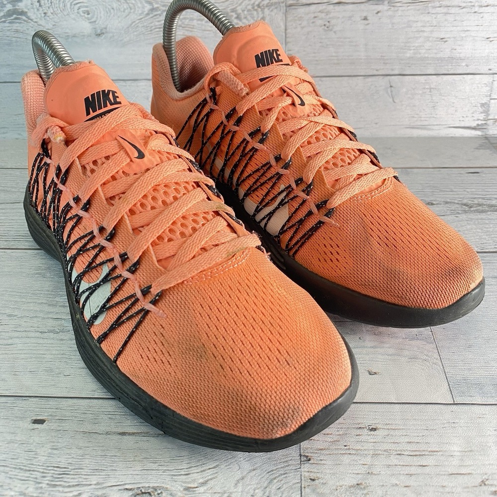 Nike Lunaracer 3 Shoes Womens 8 Orange Flyknit Mesh Running Sneakers Road Racing